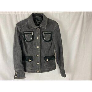 Come Fly With Me Retro Jean Jacket Black Denim‎ Women's Size 6